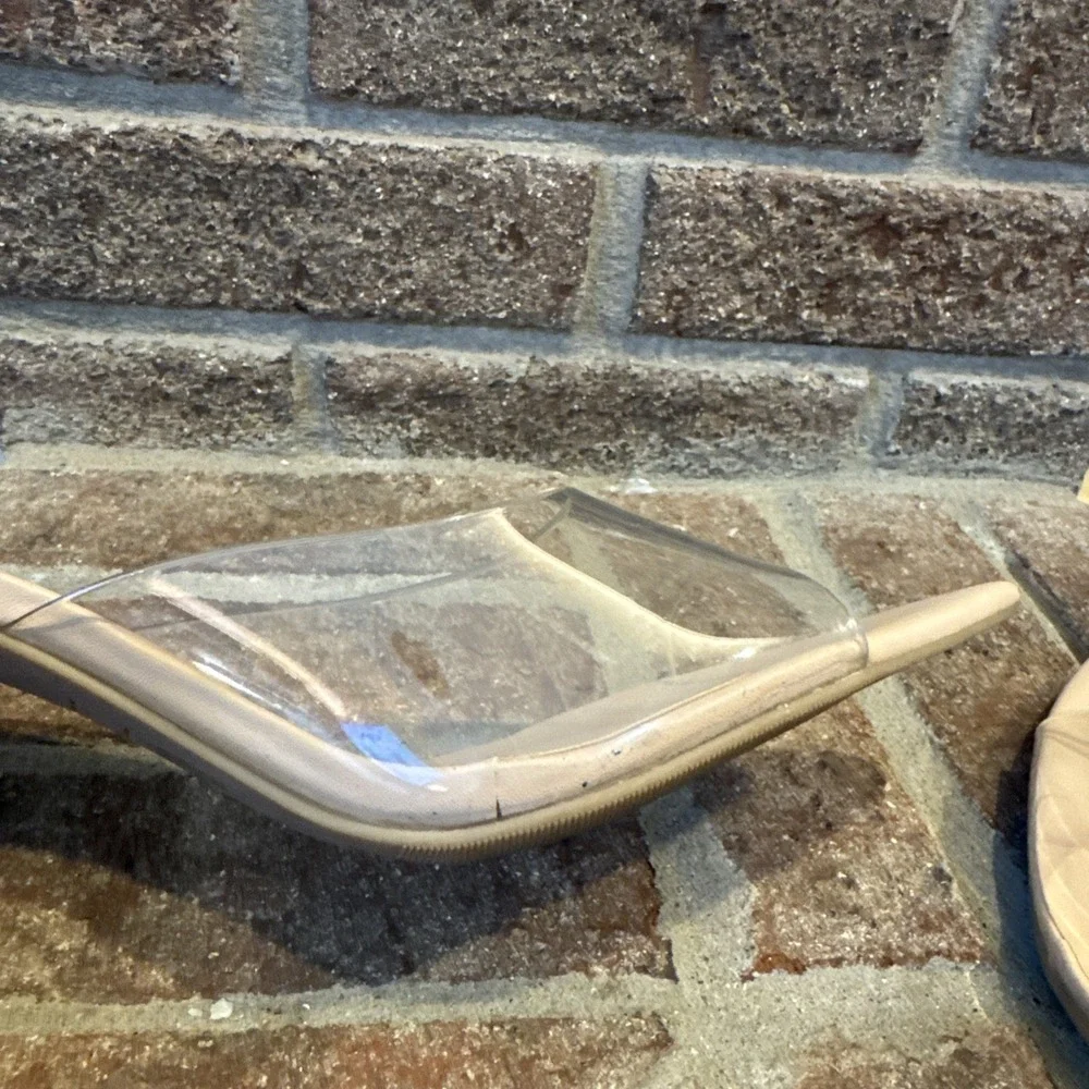 Abound Alana Block Heel Slide Sandals Open Toe Women's Clear BeigeCream Size 10M